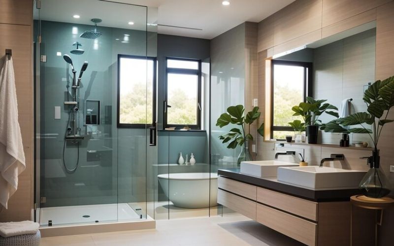 Puertas para duchas de vidrio templado versus puertas de acrílico y cortinas de baño
